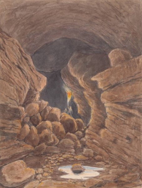 Cave of Surtshellir or Robber's Cavern, Iceland by Charles Hamilton Smith - Hand-Painted Oil Painting Reproduction