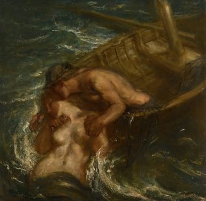 The Fisherman and the Mermaid by Charles Haslewood Shannon Oil Painting
