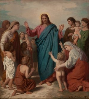 Le Christ au milieu des enfants by Charles Henri Hilaire Michel Oil Painting