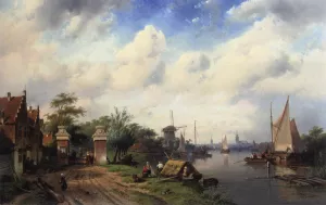A River Landscape in Summer by Charles Henri Joseph Leickert - Oil Painting Reproduction