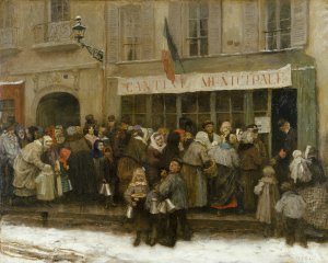 Cantine municipale pendant le siege de Paris by Charles-Henri Pille Oil Painting