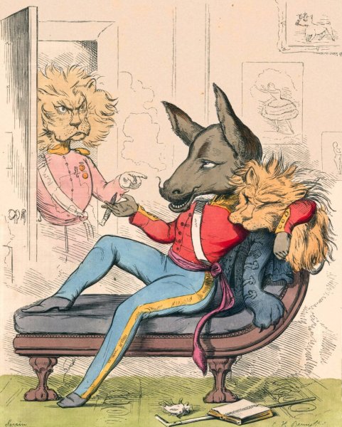 The Ass In A Lion's Skin  by Charles Henry Bennett - Hand-Painted Oil Painting Reproduction