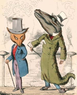 The Fox And The Crocodile by Charles Henry Bennett Oil Painting