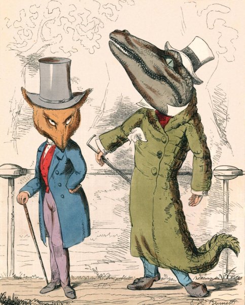 The Fox And The Crocodile  by Charles Henry Bennett - Hand-Painted Oil Painting Reproduction