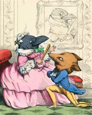 The Fox And The Crow by Charles Henry Bennett Oil Painting