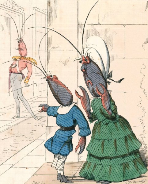 The Lobster And His Mother  by Charles Henry Bennett - Hand-Painted Oil Painting Reproduction