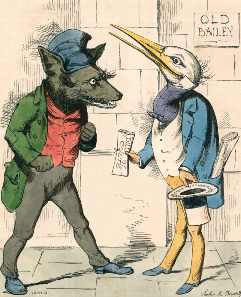 The Wolf And The Crane  by Charles Henry Bennett - Hand-Painted Oil Painting Reproduction