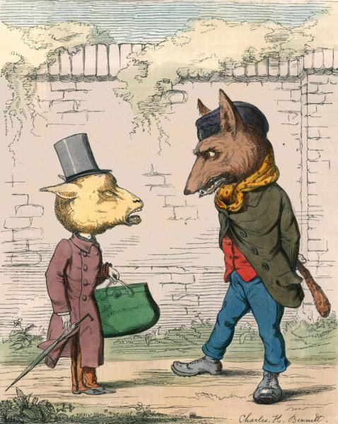 The Wolf And The Lamb  by Charles Henry Bennett - Hand-Painted Oil Painting Reproduction