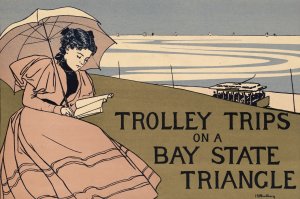 Trolley trips on a Bay State Triangle by Charles Herbert Woodbury Oil Painting