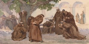 Monks Playing Ballgames Oil painting by Charles Hermans