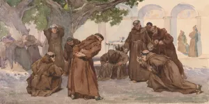 Monks Playing Ballgames by Charles Hermans Monks Playing Ballgames by Charles Hermans Oil Painting