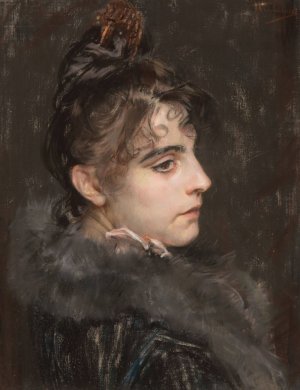 Portrait of a lady by Charles Hermans Oil Painting