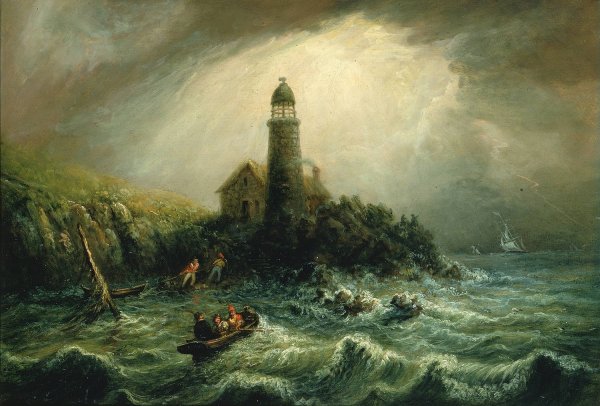 Main Product Photo of Sea View Of Cape Poge Lighthouse  Painting by Charles Hubbard