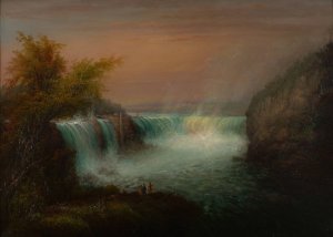 View of Goat Island and Niagara Falls by Charles Hubbard Oil Painting