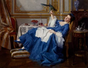 The Favorite Bird by Charles Hue - Oil Painting Reproduction