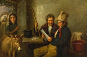 Donkey and dealer by Charles Hunt Oil Painting