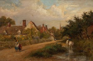 Village Scene by Charles James Lewis Oil Painting