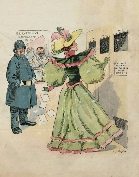 Main Product Photo of A squelcher for woman suffrage  Painting by Charles Jay Taylor