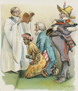 Another shotgun wedding, with neither party willing by Charles Jay Taylor Oil Painting