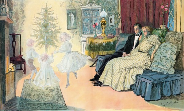 Main Product Photo of Their first Christmas eve; - a vision of the future  Painting by Charles Jay Taylor