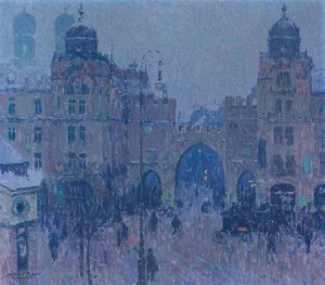 Am Karlstor, Munchen by Charles Johann Palmie Oil Painting