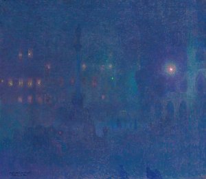 Munchen bei Nacht by Charles Johann Palmie Oil Painting