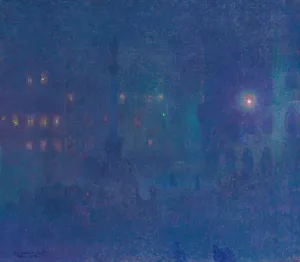 Munchen bei Nacht by Charles Johann Palmie Oil Painting