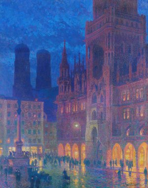 Munchen, Marienplatz Oil painting by Charles Johann Palmie