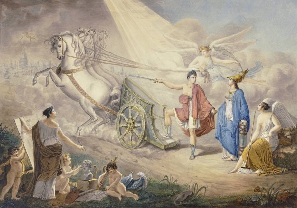 Allegorie auf die Confederation Rhenane oder besser auf das Lager von Boulogne und die beabsichtigte Invasion in England by Charles Johannot - Hand-Painted Oil Painting Reproduction