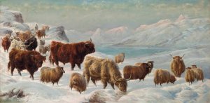 Winter in the highlands by Charles Jones Oil Painting