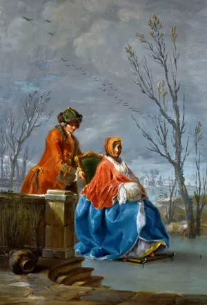 Winter Oil painting by Charles-Joseph Flipart