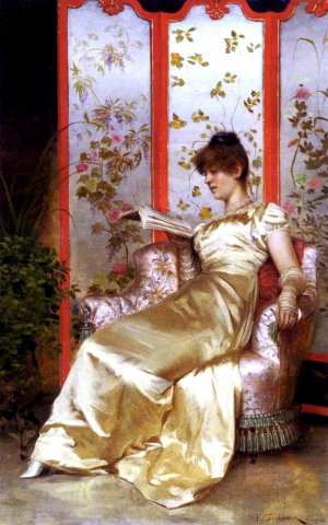 Reading by Charles Joseph Soulacroix Oil Painting