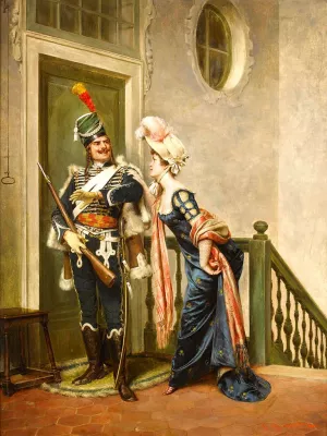 The Gallant Officer by Charles Joseph Soulacroix - Oil Painting Reproduction