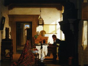The Pet Bird by Charles Joseph Grips Oil Painting
