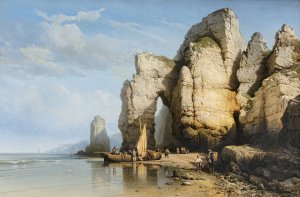 The Cliffs Of Flamborough Head, Yorkshire by Charles Joseph Kuwasseg Oil Painting