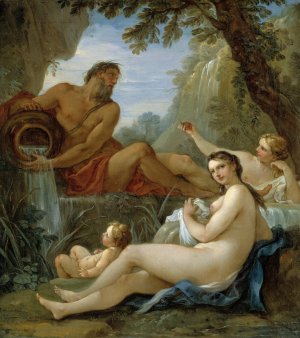 A River and a Fountain Nymph by Charles-Joseph Natoire Oil Painting