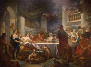 Le repas de Cleopatre et de Marc-Antoine by Charles-Joseph Natoire Oil Painting