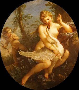 Leda et le cygne by Charles-Joseph Natoire Oil Painting