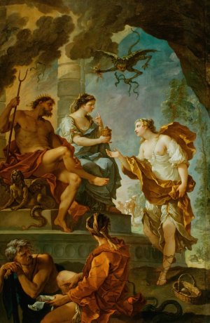 Psyche Obtaining the Elixir of Beauty from Proserpine by Charles-Joseph Natoire Oil Painting