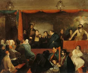 Le Cafe des Aveugles, au Palais-Royal. by Charles-Joseph Travies De Villers Oil Painting