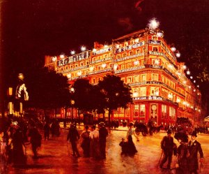 Le Journal Le Matin Au Boulevard Poissonniere, Paris by Charles Jules Duvent Oil Painting