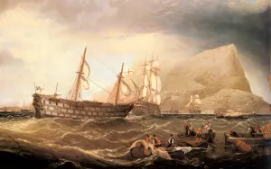 Charles Keith Miller HMS Victory Being Towed into Gibraltar by HMS Neptune by Charles Keith Miller Oil Painting