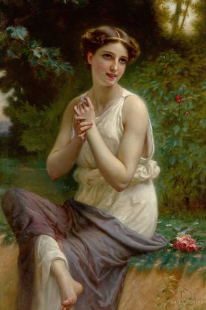 A Classical Beauty by Charles La Fontaine Oil Painting