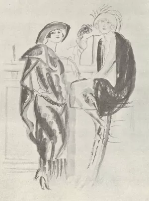 Two women at a bar by Charles Laborde Oil Painting