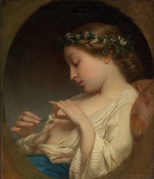 Girl Guesses On Camomile by Charles Landelle Oil Painting