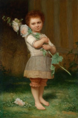 Madchen mit einem Malvenzweig by Charles Landelle Oil Painting