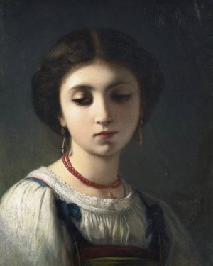 Portrait Of A Young Italian Girl by Charles Landelle Oil Painting