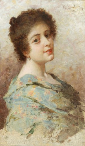 Portrait of a young woman by Charles Landelle Oil Painting