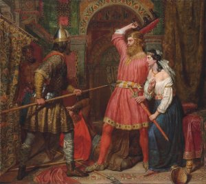 The Assassination of Alboin, King of the Lombards by Charles Landseer Oil Painting