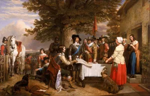 The Eve of the Battle of Edge Hill, 1642 by Charles Landseer Oil Painting